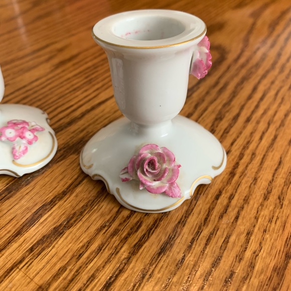 Dresden porcelain candlestick , gold and roses details, made in West Germany, - Picture 4 of 5